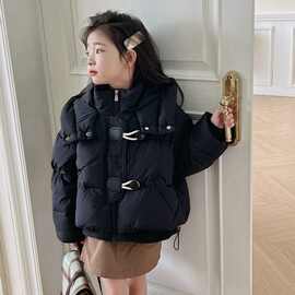 女童冬季2025新款儿童装加绒棉服时髦加厚棉衣宝宝小女孩冬款外套