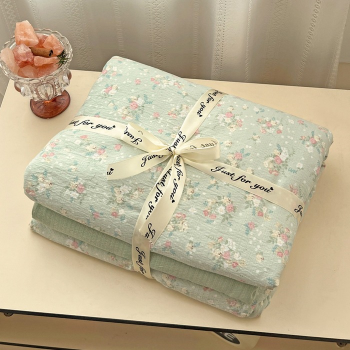 Fresh and Simple Floral Kapok High-Weight Ultra-Soft Washed Cotton Four-Piece Bedding Set Three-Piece Bed Sheet and Fitted Sheet Set