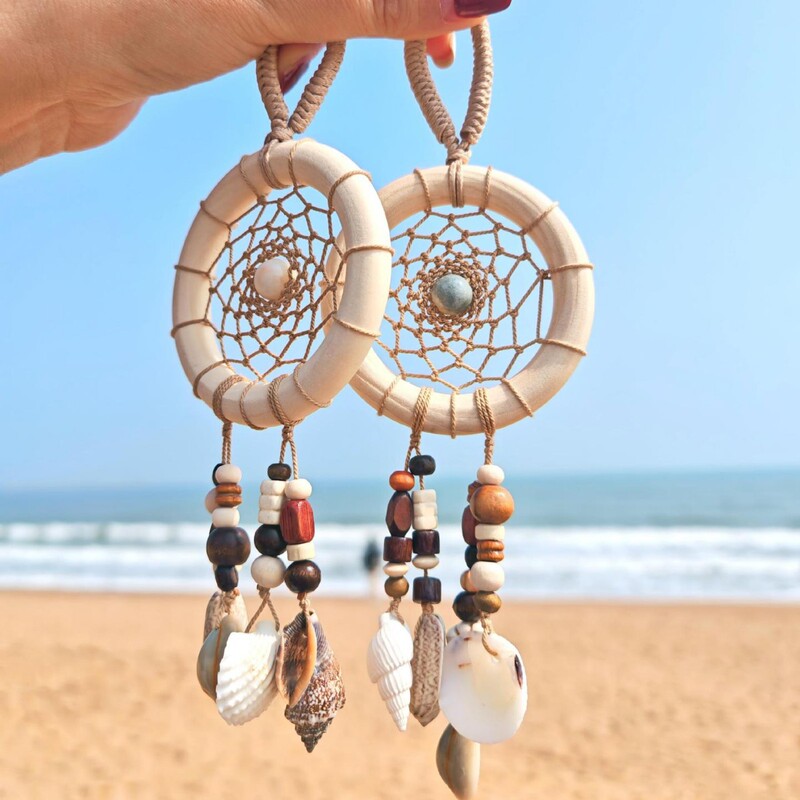 Natural Shell Conch Dream Catcher Wind Chime Woven Wind Hanging Ornament Souvenir Seaside Cultural Creative Gift Wholesale from Manufacturer