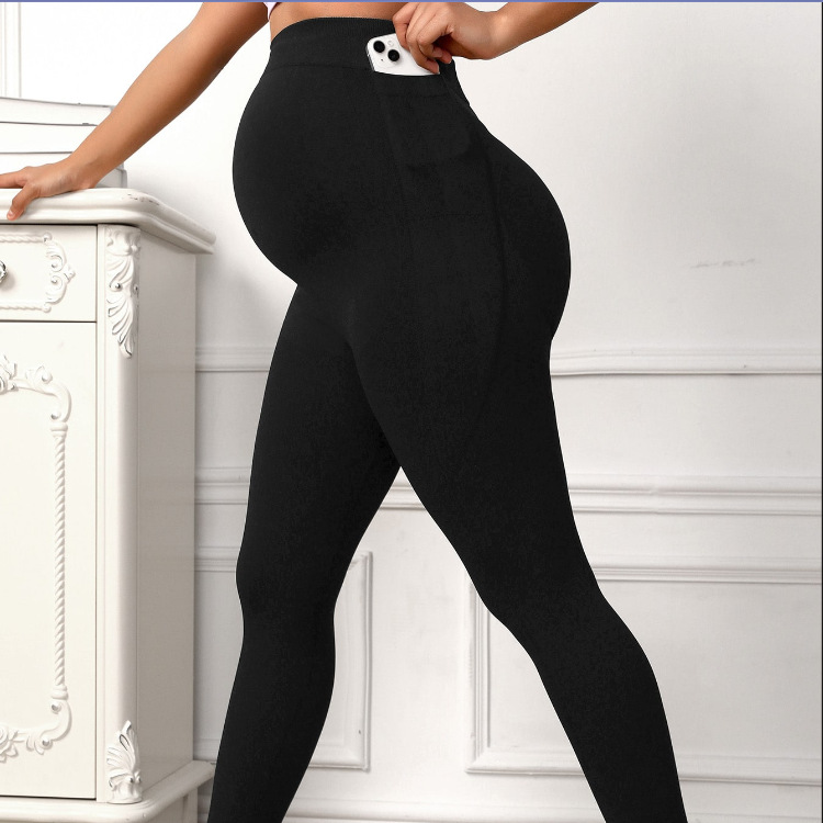 Cross-Border Pocket Yoga Pants for Women, High-Waisted, Butt-Lifting, Slim-Fit, Naked-Feel Peach Butt Sports Leggings, Maternity Pants