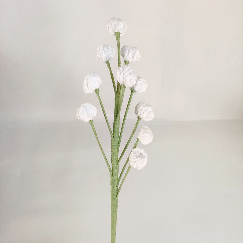 Ramo de flores eternas tejidas a mano multicolor acabado flor falsa Ramo de frutas pequeñas tejidas a todo fósforo de lana con hierba