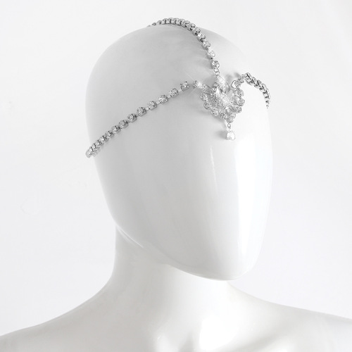 European and American cross-border bohemian water drop forehead chain bridal headwear light luxury retro crystal headband headband