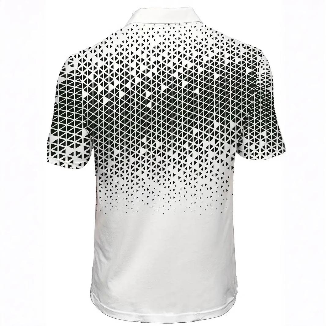 Simplicidad geométrica apilada impresión 3D malla de hombre transpirable de manga larga suelta chaqueta de polo camisa POLO de todo fósforo