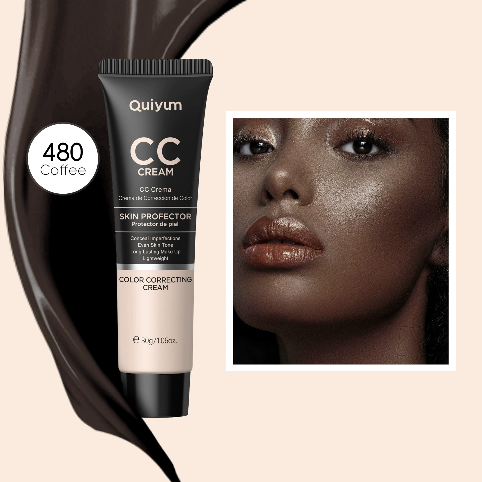 CC Cream Quiyum 30 ml, color-correcting, moisturizing, SPF15