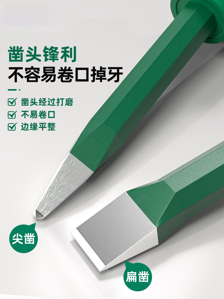 ⇙特钢钨钢超硬石工凿錾子水泥凿子扁铲石匠凿石头合金破石工