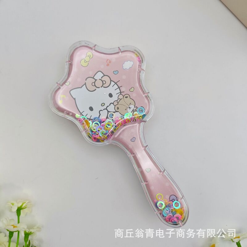 高颜值透明闪闪流沙气囊梳子可爱立体史迪仔卡通摇摇乐气垫梳批发|undefined