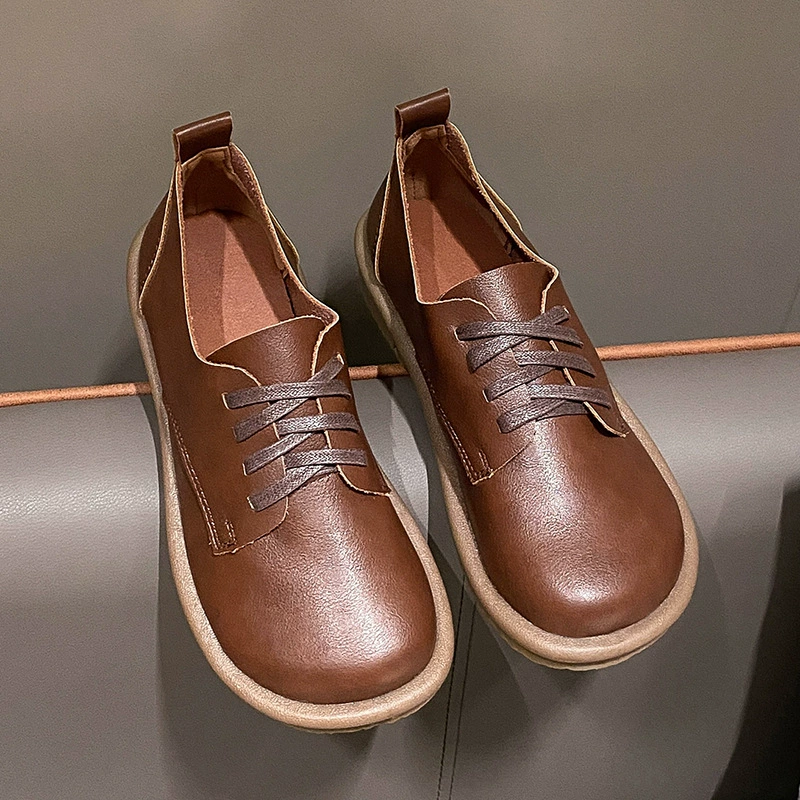 Винтажные лоферы с мягкой подошвой, женские 2023, весна и осень, новые туфли для мам на плоской подошве, повседневная обувь, женская одиночная обувь