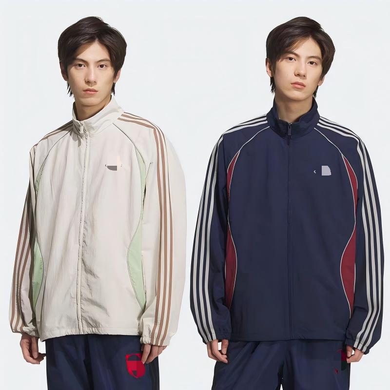 Foreign trade cross-border spring and autumn three-stripe embroidered casual color-blocking stand-up collar loose sports jacket KE5847
