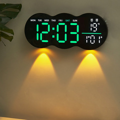新しいリビングルームの掛け時計デジタルLED電子時計ライト付き多機能目覚まし時計温度調整器2808