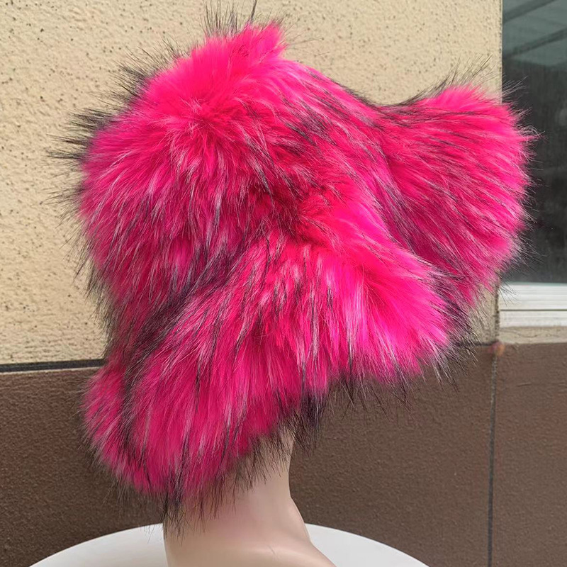 Faux Fur Bucket Hat With Wide Brim - Winter Warm Fashion Hat For Women, Soft & Cozy, Stylish & Trendy (Multiple Colors)_voghion.com