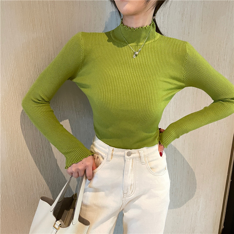 Slim-Fit Knitting Half-High Neck Top NSFYF85668