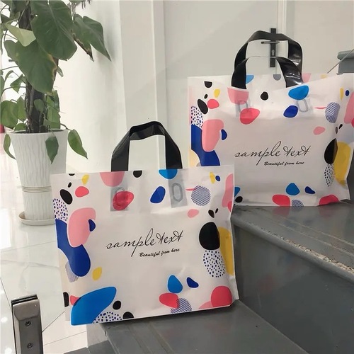 PE plastic shoulder bag with logo printing for gift packaging, suitable for women's and children's clothing stores, shopping bags