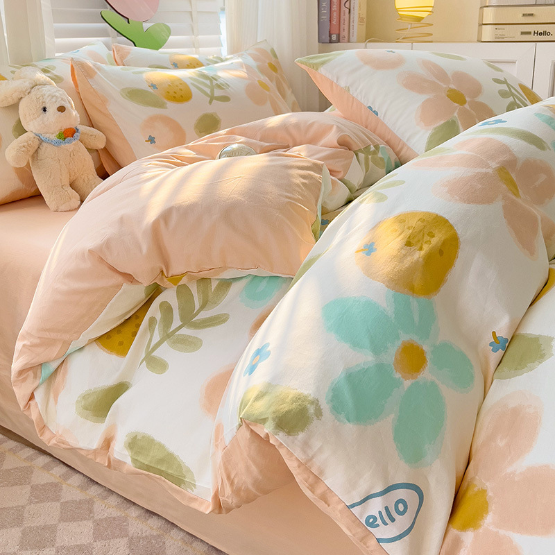 Ropa de cama de algodón americano de cuatro piezas Invierno 100 sábanas de algodón Funda de edredón Funda de edredón Juego de tres piezas 2025 Nuevo 4