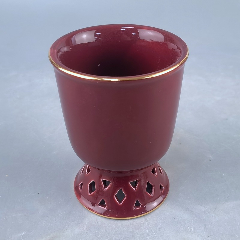 Taza de cerámica de alta temperatura hueca, taza de agua de alto pie, taza de cerámica de helado de alta calidad, taza de helado de estilo japonés