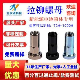 新能源电池箱体半六角拉铆螺母不锈钢  碳钢厚头拉铆螺母黑色M4M5