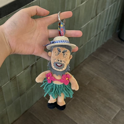 Toy Doll Bag Pendant Pluş açarlıqlar - grandpa-cow-in-red-bikini-with-straw-hat-pendant