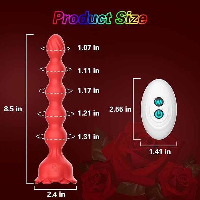 Glowing Remote Control Rose Anal Plug Prostate Massager Vibrator_voghion.com