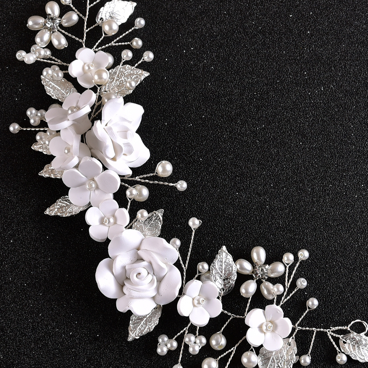 Pearl Inlay Material Women's Elegant Flower Alloy Inlay Pearl Hair Clip