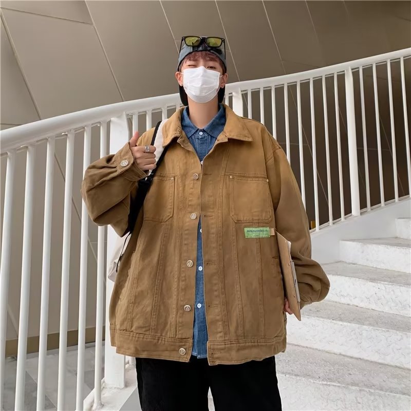Japanese retro denim autumn trend fashionable shirt