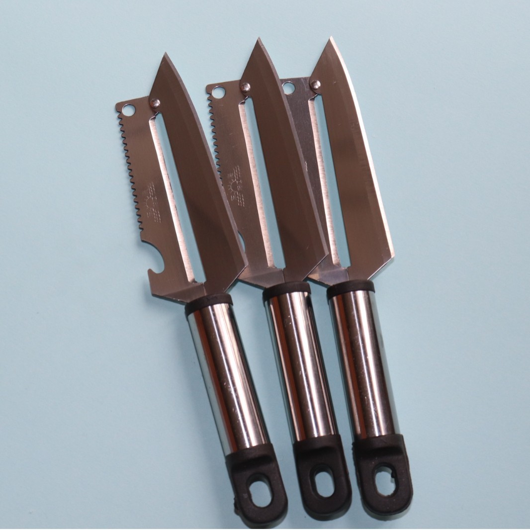 Cuchillo de acero inoxidable multipropósito para cortar frutas y verduras, tapa de botella abierta, herramienta de cocina multifuncional