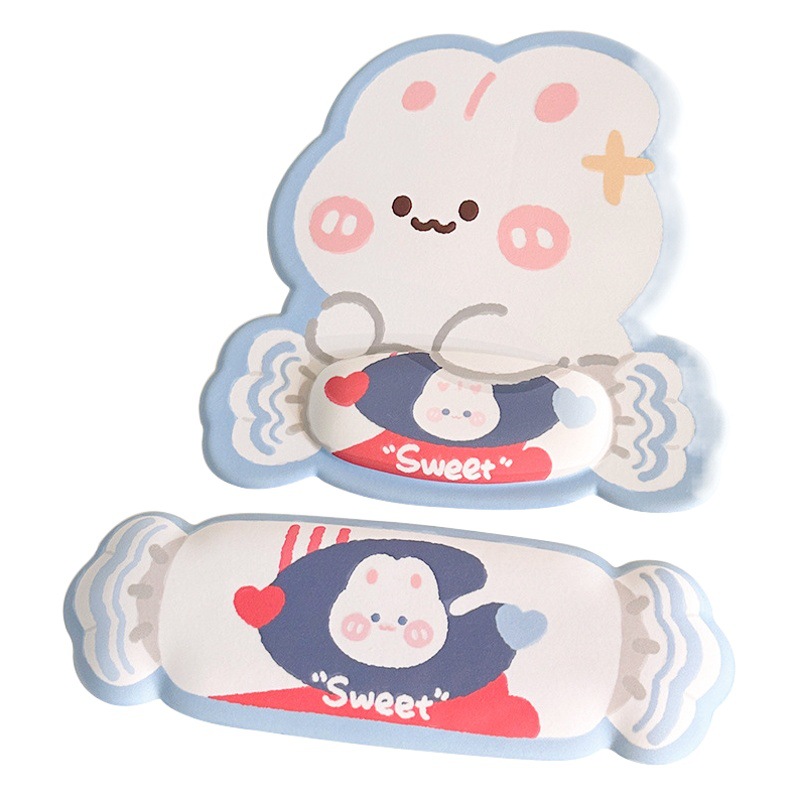 Original caramelo conejo alfombrilla de ratón teclado bandeja de silicona Oficina almohadilla de muñeca engrosada almohadilla de muñeca cómoda protección de la mano antideslizante