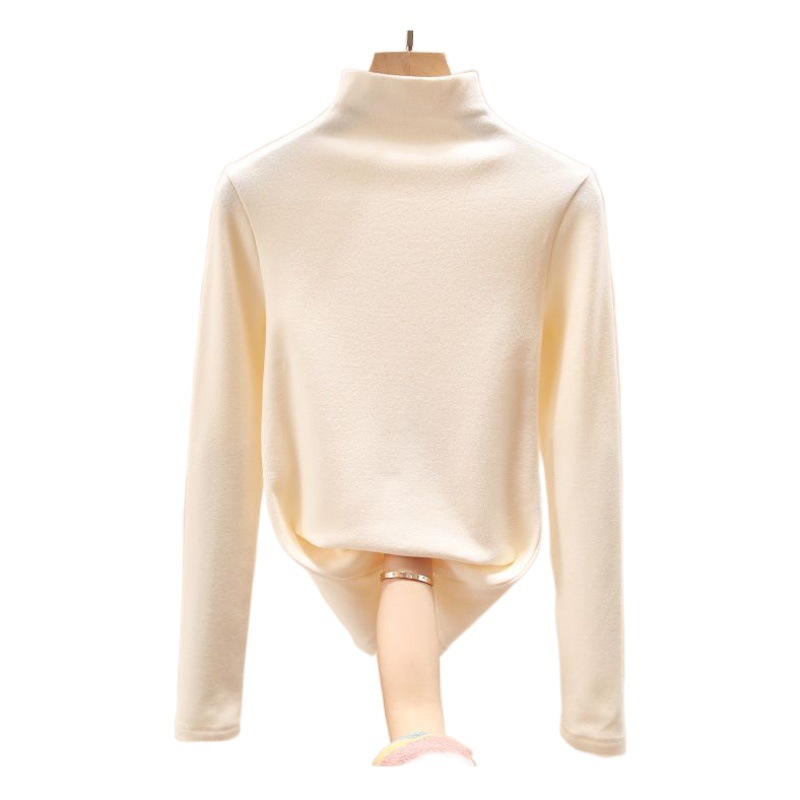 Niñas 2023 nueva camisa de fondo Otoño e Invierno ropa de terciopelo para niños bebé de manga larga Camiseta de cuello alto estilo occidental Top cálido