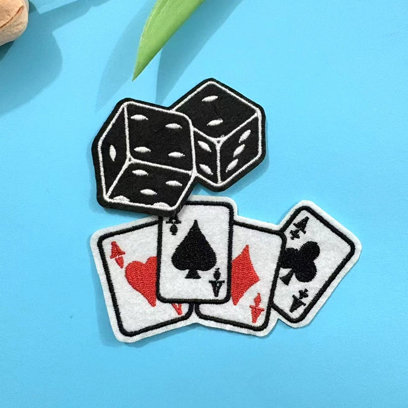 Европейский и американский панк-стиль игры в кости с рисунком из вышитых наклеек на ткани для глажки DIY значки для одежды