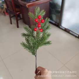 仿真植物仿真松枝　圣诞节圣诞树圣诞圈装饰PE松针松果枝成品批发