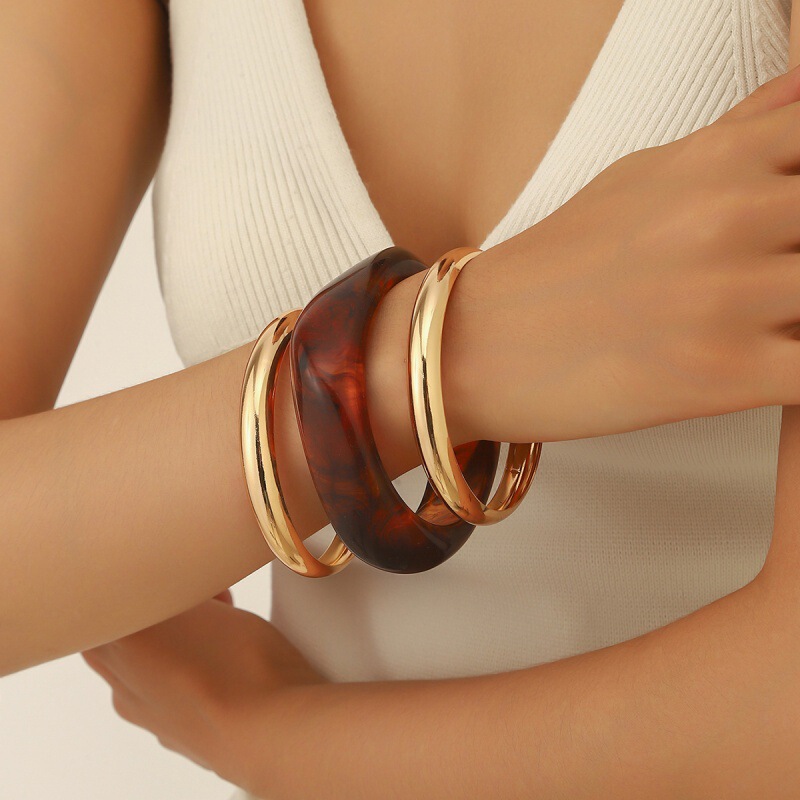 European and American Cross-Border Popular Jewelry Geometric Smudged Bracelet Resin Curved Bracelet Acetate Stacked Bracelet Fashion Accessories European and American Cross-Border Popular Jewelry Geometric Smudged Bracelet Resin Curved Bracelet Acetate Stacked Bracelet Fashion Accessories