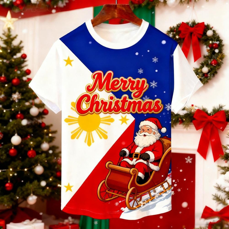 Philippine Flag Christmas Print Men's New Short Sleeve Top 3D Printed Short Sleeve T-Shirt Factory Direct Sales Wholesale Philippine Flag Christmas Print Men's New Short Sleeve Top 3D Printed Short Sleeve T-Shirt Factory Direct Sales Wholesale