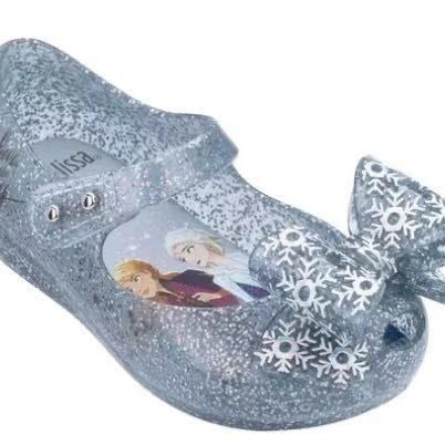 Brazilian Melissa 2024 New Frozen Children's Shoes Summer Girls Sandals Cartoon Baby Fish Mouth Princess Shoes