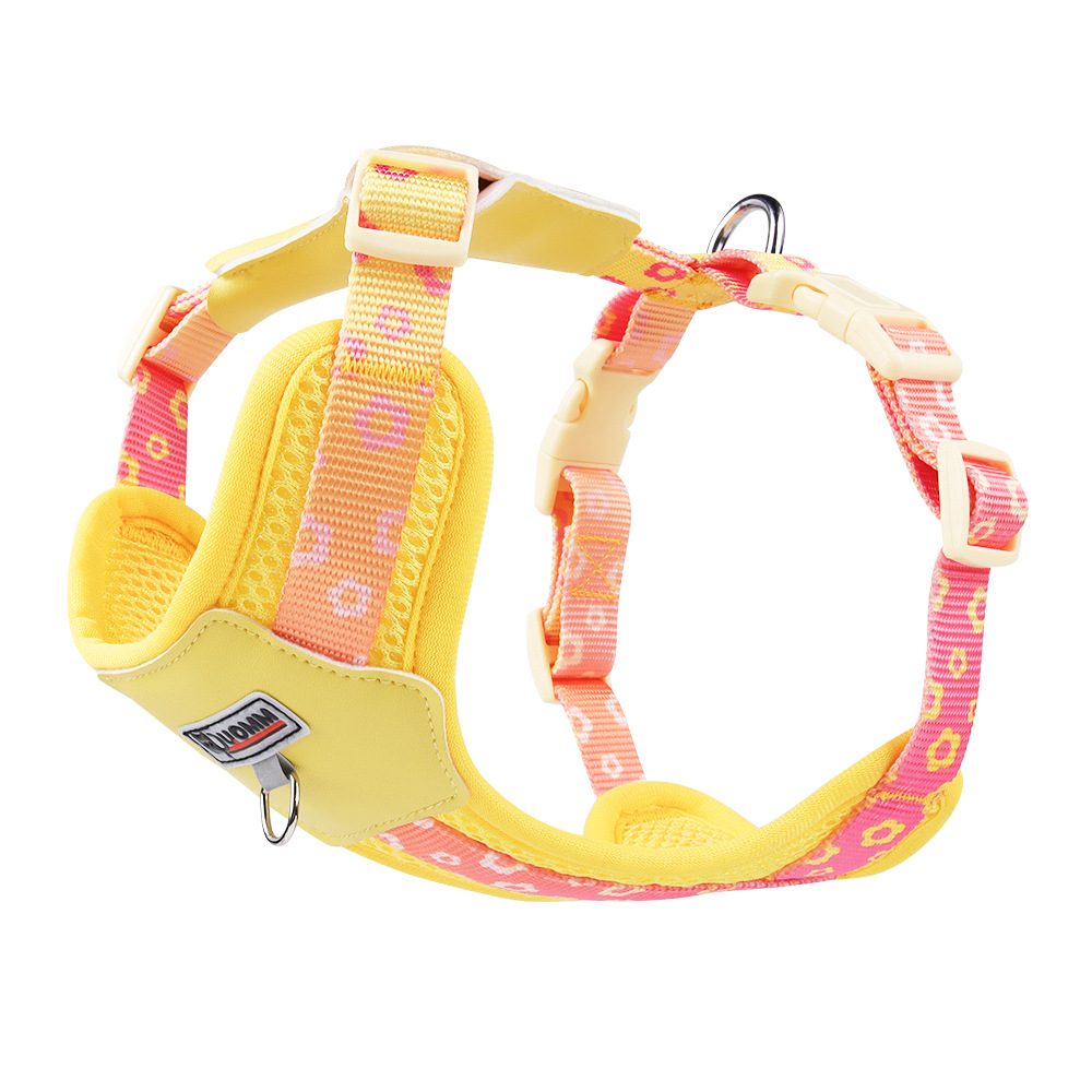 Selección estricta de la correa de pecho de perro cuero de espalda fácil de limpiar cuerda de perro de color gradiente correa de tendencia de la calle cuerda de tracción de perro