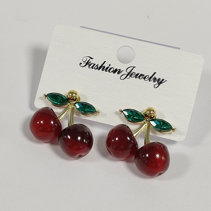Aretes de cereza roja para mujer – colgante exquisito, fruta de imitación versátil, nuevo estilo