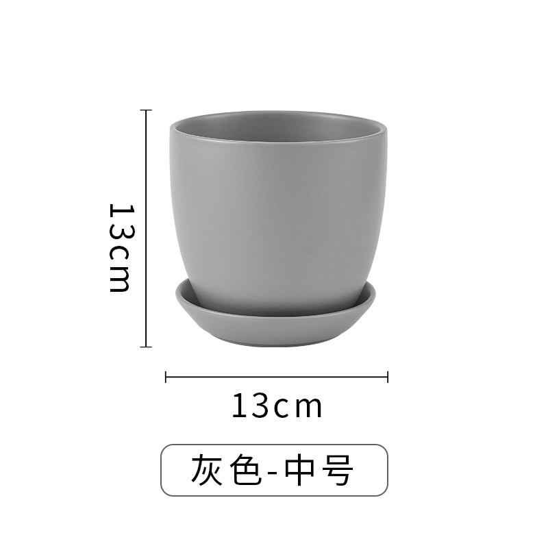 ↤↤↤화분 중간 사이즈, 회색, 원형