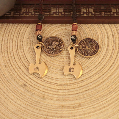 蛇年爆款黃銅十二生肖八卦牌代代有福葫蘆鑰匙扣挂件生肖幣挂飾