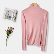 高级感花边领100毛衣打底衫女长袖内搭洋气精纺超细美丽诺羊毛衫