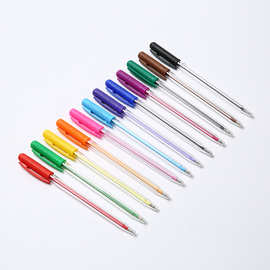 厂家供应彩色插套圆珠笔办公类用品彩色笔芯 圆珠笔扭退圆珠