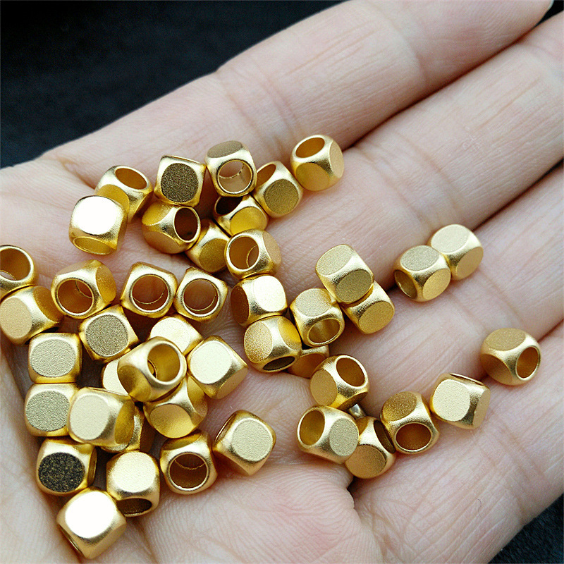 Brass Small Square Beads Spacer Beads Loose Beads Cut Corner Square Beads diy Handmade Bracelet Necklace Jewelry Material Accessories