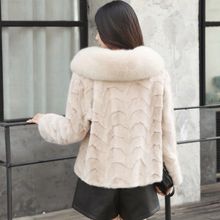 冬季新款进口貂皮大衣女真貂狐狸毛领保真水貂短款皮草外套女