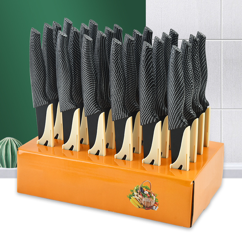 Cuchillo multipropósito de acero inoxidable cuchillo de fruta de cocina cuchillo de cuchillo de cola de golondrina cuchillo de color caja de exhibición de regalo