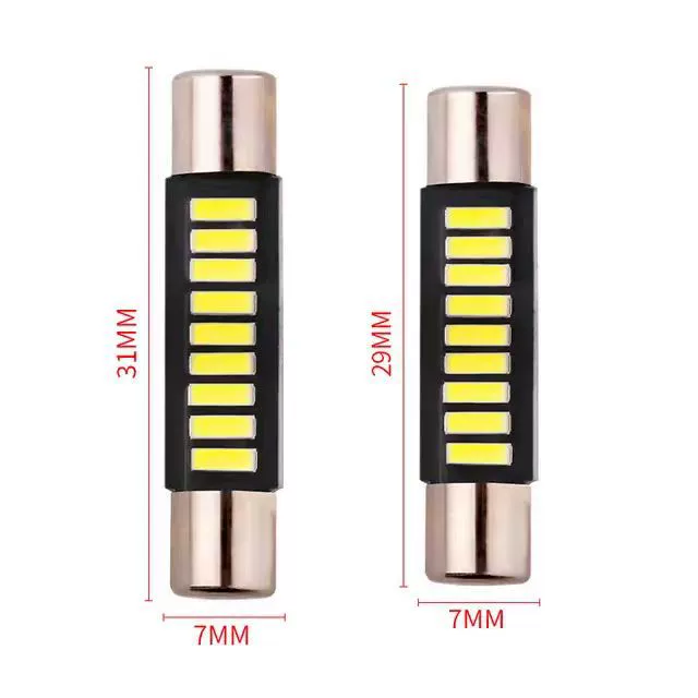 Автомобильная светодиодная лампа для чтения T6 4014 9smd 29mm 31mm плоско-головной двойной заостренный B6 потолочная макияж зеркало лампа