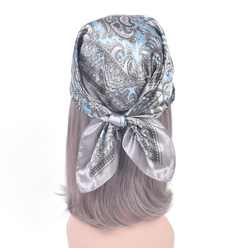 Cross-border new fashion cashew nut women's printed satin 60 square silk scarf wholesale fashion small square scarf