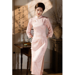 國潮新品旗袍2024秋季新款年輕款麂皮絨優雅改良民國復古氣質旗袍