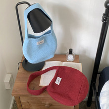 韩系毛线针织手提拎包多巴胺色彩暖糯秋冬ins纯色毛线包手提包女