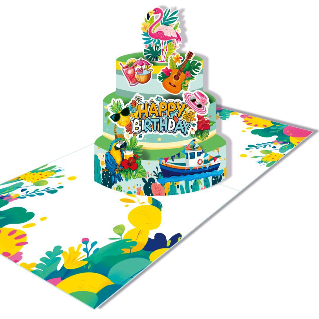 Кросс-граничная платформа Amazon TEMU: персонализированная 3D-стерео открытка с музыкой для дня рождения, высококачественная поздравительная открытка