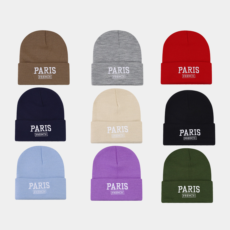 Korean version of Instagram large edition knitted for women with small embroidered letters, woolen pullover hat, big_voghion.com