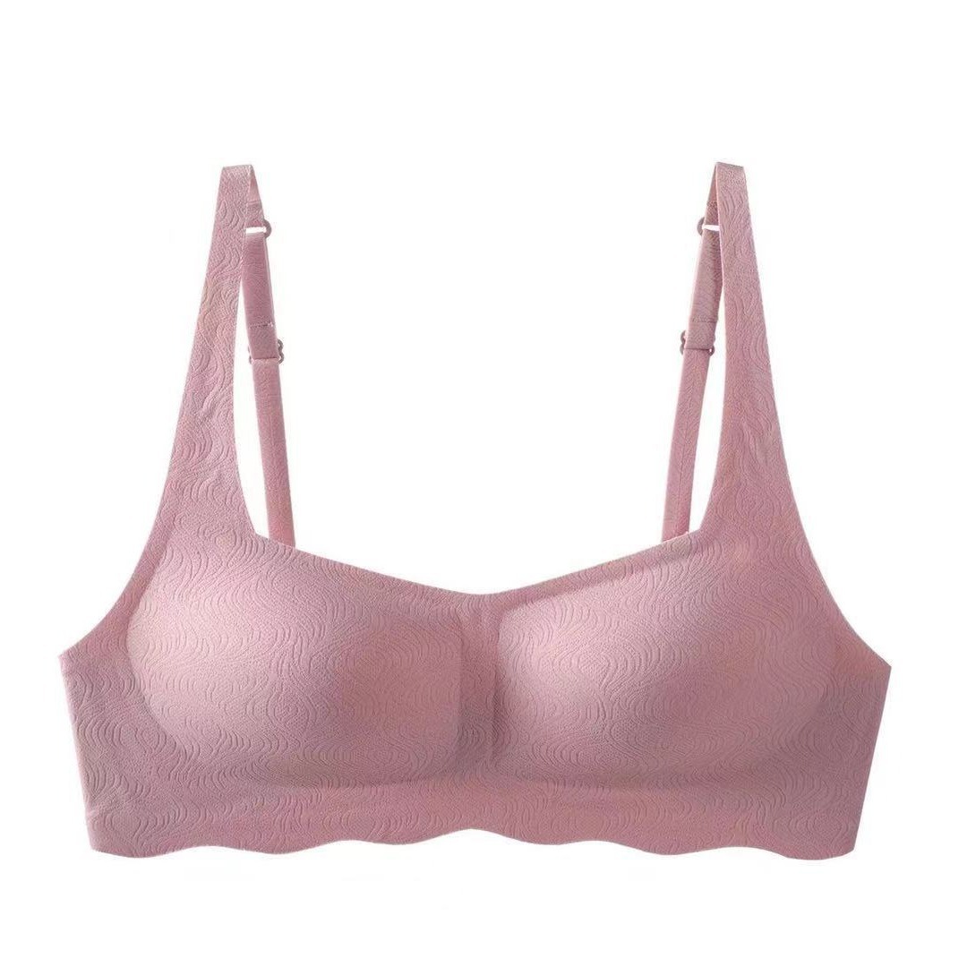 METWO ropa interior de látex de hielo Francés retro cuello cuadrado inalámbrico sin costuras reunidas pecho grande y pequeño sujetador ajustable