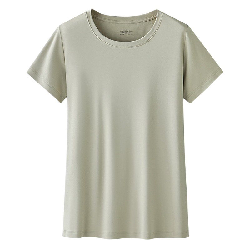 60 de doble cara modal de primavera y verano de las mujeres de manga corta Camiseta superior de color sólido ropa interior delgada camisa de fondo en stock image 1