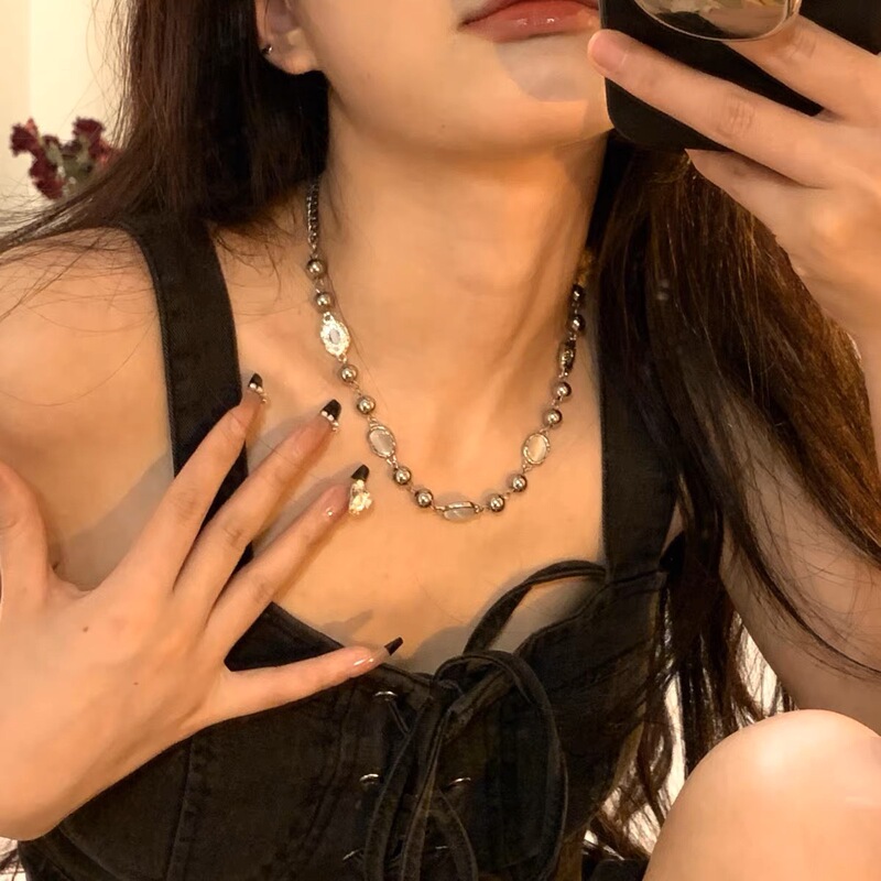 Cat's Eye Stone Moonlight Series Necklace Women's ins Trendy Niche Sweet Cool Internet Celebrity Personalized Advanced Design Sense Clavicle Chain for Women