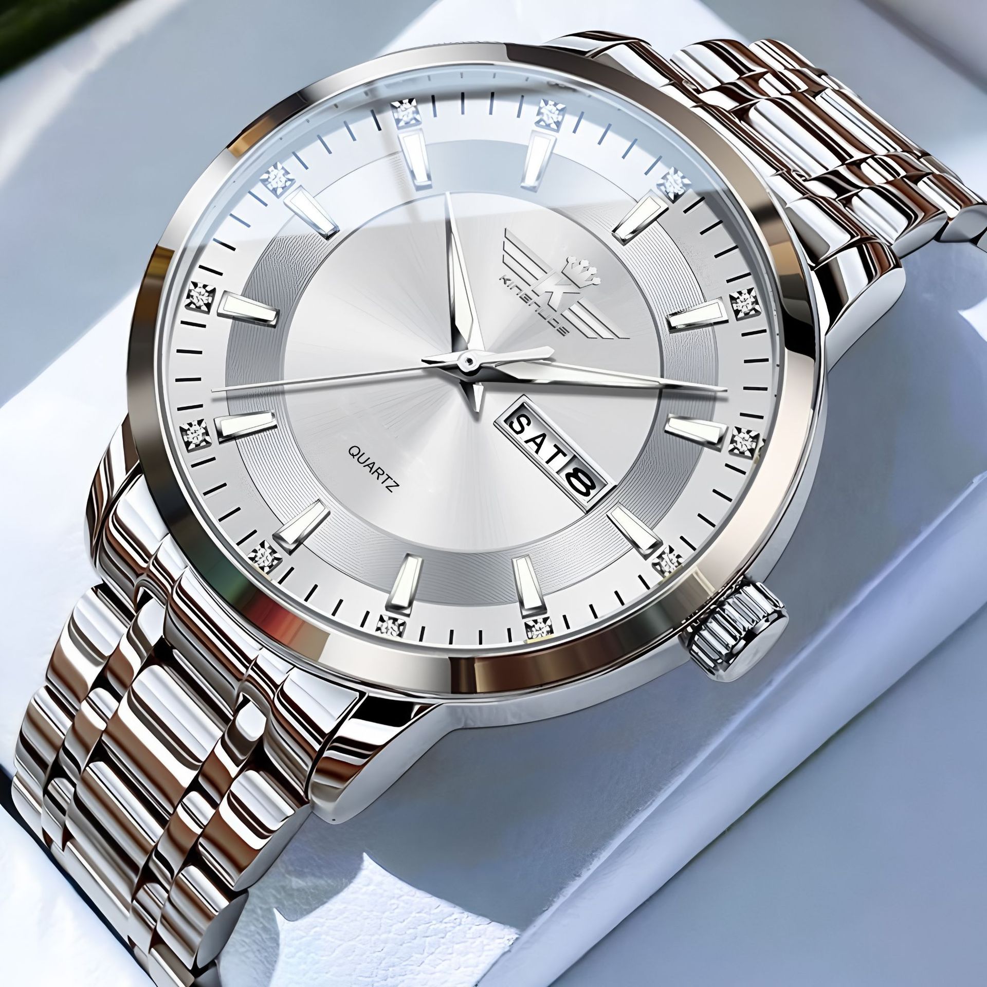 Silver with white surface